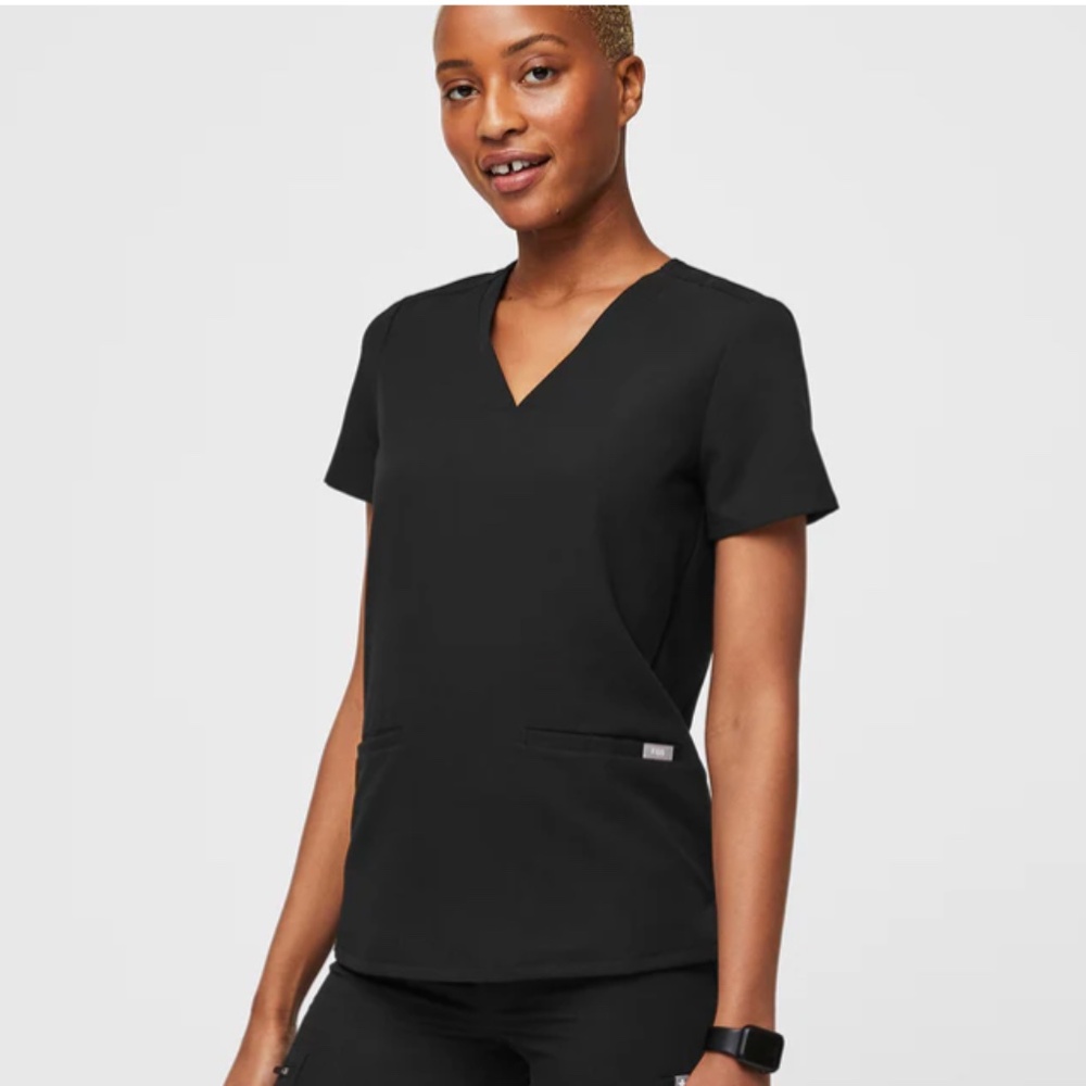 FIGS Casma 3 Pocket Scrub Top Black Women’s Size Medium